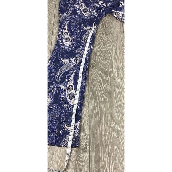 Anthropologie Maeve Maria Blue Paisley Boho Metallic Bootcut Flare Pants 2 - Picture 5 of 5